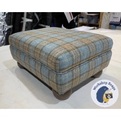 Wentwood Plain Top Footstool with Border 46 x 33cm (18 x 13") Heritage Wool Aqua - 2in Bun Oak Foot 4996 Wentwood Plain Top Footstool with Border 46 x 33cm (18 x 13") Heritage Wool Aqua - 2in Bun Oak Foot 4996