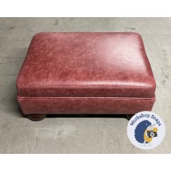 Wentwood Plain Top Footstool with Border 46 x 46cm (18 x 18") Antique Matt Leather Oxblood - 2ins Mahogany Bun Foot 5998 Wentwood Plain Top Footstool with Border 46 x 46cm (18 x 18") Antique Matt Leather Oxblood - 2ins Mahogany Bun Foot 5998