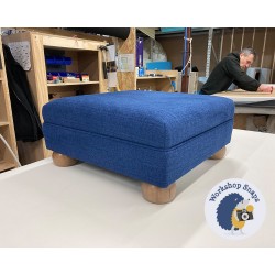 Wentwood Plain Top Footstool with Border 46 x 46cm (18 x 18") Soft Weave Sapphire - 2cm Bun Oak Foot 9234 Wentwood Plain Top Footstool with Border 46 x 46cm (18 x 18") Soft Weave Sapphire - 2cm Bun Oak Foot 9234