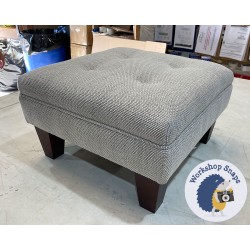 Fernworthy Shallow Buttoned Footstool with Border 46 x 46cm (18 x 18") Basket Weave Light Grey - 5ins Tapered Mahogany Leg 5189 Fernworthy Shallow Buttoned Footstool with Border 46 x 46cm (18 x 18") Basket Weave Light Grey - 5ins Tapered Mahogany Leg 5189