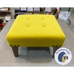 Cannock Shallow Buttoned Footstool 61 x 61cm (24 x 24") Flat Velvet Buttercup - Corner Studs - 9" Tapered Oak Leg 5457
