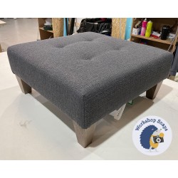 Cannock Shallow Buttoned Footstool 61 x 61cm (24 x 24") Textured Weave Slate - 5ins Tapered Oak Leg 6419