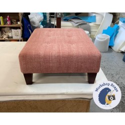 Cannock Shallow Buttoned Footstool 81 x 61cm (32 x 24") COM Colefax & Fowler Almora Red - Self Piped Trim - 5ins Tapered Mahogany Leg 7175 2 Cannock Shallow Buttoned Footstool 81 x 61cm (32 x 24") COM Colefax & Fowler Almora Red - Self Piped Trim - 5ins Tapered Mahogany Leg 7175 2