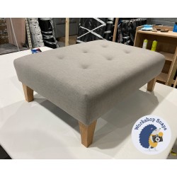 Cannock Shallow Buttoned Footstool 81 x 61cm (32 x 24") House Cotton French Grey - Self Piped - 6ins Concave Tapered Oiled Oak Leg 6178 Cannock Shallow Buttoned Footstool 81 x 61cm (32 x 24") House Cotton French Grey - Self Piped - 6ins Concave Tapered Oiled Oak Leg 6178