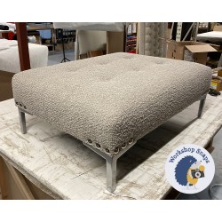 Cannock Shallow Buttoned Footstool 81 x 61cm (32 x 24") Large Boucle Mink - Corner Chrome Studs - 15.2cm Metal Leg 9266 Cannock Shallow Buttoned Footstool 81 x 61cm (32 x 24") Large Boucle Mink - Corner Chrome Studs - 15.2cm Metal Leg 9266