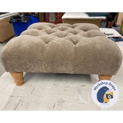 Kinver Deep Buttoned Footstool 61 x 61cm (24 x 24") House Velvet Mink - 5ins Turned Natural Leg 7435 Kinver Deep Buttoned Footstool 61 x 61cm (24 x 24") House Velvet Mink - 5ins Turned Natural Leg 7435