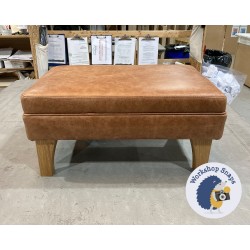 Wentwood Plain Top Footstool with Border 61 x 41cm (24 x 16") Antique Matt Leather Bridle - Self Piped - 6ins Concave Tapered Oiled Oak Leg 5744 Wentwood Plain Top Footstool with Border 61 x 41cm (24 x 16") Antique Matt Leather Bridle - Self Piped - 6ins Concave Tapered Oiled Oak Leg 5744