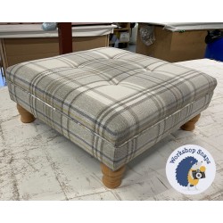 Fernworthy Shallow Buttoned Footstool with Border 61 x 61cm (24 x 24") COM Prestigious Textiles Strathmore Oatmeal - 4ins Turned Natural Leg 8527 Fernworthy Shallow Buttoned Footstool with Border 61 x 61cm (24 x 24") COM Prestigious Textiles Strathmore Oatmeal - 4ins Turned Natural Leg 8527