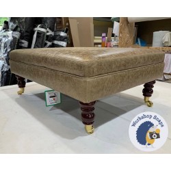 Wentwood Plain Top Footstool with Border 81 x 61cm (32 x 24") Antique Matt Leather Walnut - 7ins Castor Mahogany Leg 4937 Wentwood Plain Top Footstool with Border 81 x 61cm (32 x 24") Antique Matt Leather Walnut - 7ins Castor Mahogany Leg 4937