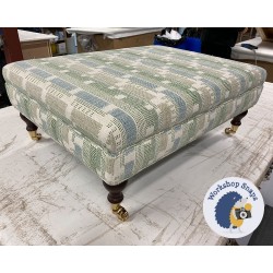 Wentwood Plain Top Footstool with Border 81 x 61cm (32 x 24") COM Christopher Farr Loom Weave - 6ins Castor Mahogany Leg 7700 Wentwood Plain Top Footstool with Border 81 x 61cm (32 x 24") COM Christopher Farr Loom Weave - 6ins Castor Mahogany Leg 7700
