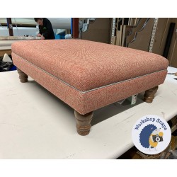 Wentwood Plain Top Footstool with Border 81 x 61cm (32 x 24") COM Colefax & Fowler Tyndall Red - Contrast Border Piping in Samuel & Sons Cambridge Collection Celestial Blue - 5ins Turned Oak Leg 8313 Wentwood Plain Top Footstool with Border 81 x 61cm (32 x 24") COM Colefax & Fowler Tyndall Red - Contrast Border Piping in Samuel & Sons Cambridge Collection Celestial Blue - 5ins Turned Oak Leg 8313