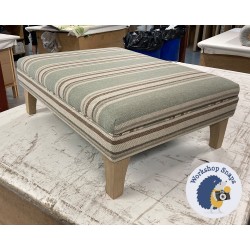 Wentwood Plain Top Footstool with Border 81 x 61cm (32 x 24") COM Lewis & Wood Selsley Stripe Mineral - 6ins Concave Oiled Oak Leg - 8542 Wentwood Plain Top Footstool with Border 81 x 61cm (32 x 24") COM Lewis & Wood Selsley Stripe Mineral - 6ins Concave Oiled Oak Leg - 8542
