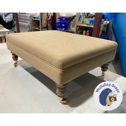 Wentwood Plain Top Footstool with Border 81 x 61cm (32 x 24") COM Linwood Westray Camel - Self Piped - 7ins Castor Oak Leg 6650 Wentwood Plain Top Footstool with Border 81 x 61cm (32 x 24") COM Linwood Westray Camel - Self Piped - 7ins Castor Oak Leg 6650