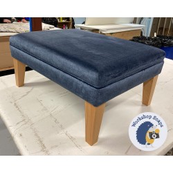 Wentwood Plain Top Footstool with Border 81 x 61cm (32 x 24") Easycare Velvet Atlantic - 9ins Tapered Natural Leg 8434 Wentwood Plain Top Footstool with Border 81 x 61cm (32 x 24") Easycare Velvet Atlantic - 9ins Tapered Natural Leg 8434
