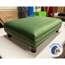 Wentwood Plain Top Footstool with Border 81 x 61cm (32 x 24") Flat Velvet Forest Green - Piped Trim - 4ins Turned Mahogany Leg 7927 Wentwood Plain Top Footstool with Border 81 x 61cm (32 x 24") Flat Velvet Forest Green - Piped Trim - 4ins Turned Mahogany Leg 7927