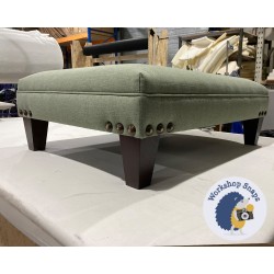 Wentwood Plain Top Footstool with Border 81 x 61cm (32 x 24") House Cotton Forest - Corner Vintage Stud Trim - 5ins Tapered Mahogany Leg 6448 Wentwood Plain Top Footstool with Border 81 x 61cm (32 x 24") House Cotton Forest - Corner Vintage Stud Trim - 5ins Tapered Mahogany Leg 6448