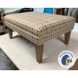 Wentwood Plain Top Footstool with Border 81 x 61cm (32 x 24") Wool Spot Natural - 9ins Tapered Oak Leg 8494 Wentwood Plain Top Footstool with Border 81 x 61cm (32 x 24") Wool Spot Natural - 9ins Tapered Oak Leg 8494