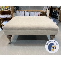 Fernworthy Shallow Buttoned Footstool with Border 81 x 61cm (32 x 24") Basket Wave Off White - 7.5" Castor Washed Oak Leg 5306 Fernworthy Shallow Buttoned Footstool with Border 81 x 61cm (32 x 24") Basket Wave Off White - 7.5" Castor Washed Oak Leg 5306
