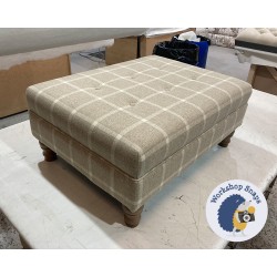 Fernworthy Shallow Buttoned Footstool with Border 81 x 61cm (32 x 24") COM Moons Hawes Natural - Bespoke Height 14ins - 5ins Turned Oak Leg 6871 Fernworthy Shallow Buttoned Footstool with Border 81 x 61cm (32 x 24") COM Moons Hawes Natural - Bespoke Height 14ins - 5ins Turned Oak Leg 6871