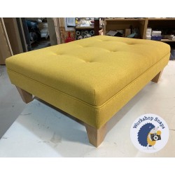 Fernworthy Shallow Buttoned Footstool with Border 81 x 61cm (32 x 24") Faux Wool Mustard - 5ins Tapered Natural Leg 6958 Fernworthy Shallow Buttoned Footstool with Border 81 x 61cm (32 x 24") Faux Wool Mustard - 5ins Tapered Natural Leg 6958