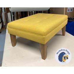Fernworthy Shallow Buttoned Footstool with Border 81 x 61cm (32 x 24") Soft Weave Mustard - Single Piped Trim - 9ins Tapered Oak Leg 8472 Fernworthy Shallow Buttoned Footstool with Border 81 x 61cm (32 x 24") Soft Weave Mustard - Single Piped Trim - 9ins Tapered Oak Leg 8472