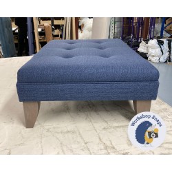 Fernworthy Shallow Buttoned Footstool with Border 81 x 61cm (32 x 24") Textured Weave Indigo - 6ins Convex Tapered Washed Oak Leg 8042 Fernworthy Shallow Buttoned Footstool with Border 81 x 61cm (32 x 24") Textured Weave Indigo - 6ins Convex Tapered Washed Oak Leg 8042