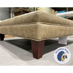 Wentwood Plain Top Footstool with Border 91 x 91cm (36 x 36") Antique Matt Leather Walnut - Single Piped Trim - 5" Tapered Mahogany Leg 5576 Wentwood Plain Top Footstool with Border 91 x 91cm (36 x 36") Antique Matt Leather Walnut - Single Piped Trim - 5" Tapered Mahogany Leg 5576