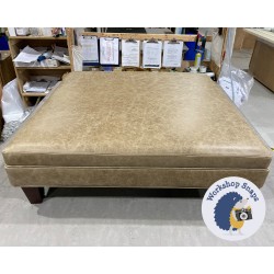 Wentwood Plain Top Footstool with Border 91 x 91cm (36 x 36") Antique Matt Leather Walnut - Single Piped Trim - 5" Tapered Mahogany Leg 5576 Wentwood Plain Top Footstool with Border 91 x 91cm (36 x 36") Antique Matt Leather Walnut - Single Piped Trim - 5" Tapered Mahogany Leg 5576