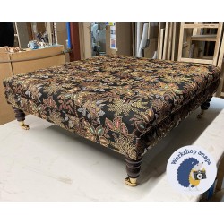 Wentwood Plain Top Footstool with Border 91 x 91cm (36 x 36") COM JustFabrics Belrose Black - 7ins Castor Mahogany Leg 7094 Wentwood Plain Top Footstool with Border 91 x 91cm (36 x 36") COM JustFabrics Belrose Black - 7ins Castor Mahogany Leg 7094