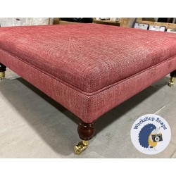 Wentwood Plain Top Footstool with Border 91 x 91cm (36 x 36") JBrown Blake Wine - 7.5" Castor Mahogany Leg 5623 2 Wentwood Plain Top Footstool with Border 91 x 91cm (36 x 36") JBrown Blake Wine - 7.5" Castor Mahogany Leg 5623 2