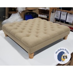 Glenmore Deep Buttoned Footstool with Border 91 x 91cm (36 x 36") Faux Wool Straw - 4ins Turned Leg Natural 4396 Glenmore Deep Buttoned Footstool with Border 91 x 91cm (36 x 36") Faux Wool Straw - 4ins Turned Leg Natural 4396