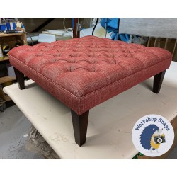 Glenmore Deep Buttoned Footstool with Border 91 x 91cm (36 x 36") House Weave Wine - 9ins Tapered Mahogany Leg 9114 Glenmore Deep Buttoned Footstool with Border 91 x 91cm (36 x 36") House Weave Wine - 9ins Tapered Mahogany Leg 9114