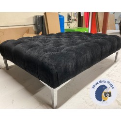 Kinver Deep Buttoned Footstool 102 x 76cm (40 x 30") House Velvet Black - 6ins Metal Leg 7897