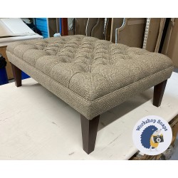 Glenmore Deep Buttoned Footstool with Border 102 x 76cm (40 x 30") COM Linwood Westray Smoke - 9ins Tapered Oak Leg 8469