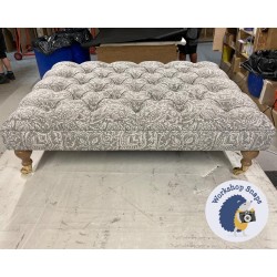 Glenmore Deep Buttoned Footstool with Border 102 x 76cm (40 x 30") COM Martyn Lawrence Bullard Design Senja Slate - 6ins Castor Oak Leg 7360