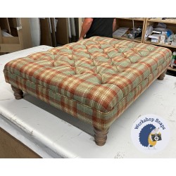 Glenmore Deep Buttoned Footstool with Border 102 x 76cm (40 x 30") Moon Elemental Threshfield Agate - 12.7cm Turn Oak Leg 9332