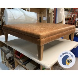 Wentwood Plain Top Footstool with Border 122 x 122cm (48 x 48") Antique Matt Leather Honey - 9ins Tapered Oak Leg 8272 Wentwood Plain Top Footstool with Border 122 x 122cm (48 x 48") Antique Matt Leather Honey - 9ins Tapered Oak Leg 8272