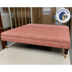 Wentwood Plain Top Footstool with Border 122 x 122cm (48 x 48") COM Fermoie Rabanna Red Colour Family - Single Piped Trim - 7ins Castor Mahogany Leg 7229 Wentwood Plain Top Footstool with Border 122 x 122cm (48 x 48") COM Fermoie Rabanna Red Colour Family - Single Piped Trim - 7ins Castor Mahogany Leg 7229