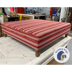 Wentwood Plain Top Footstool with Border 122 x 122cm (48 x 48") COM Guy Goodfellow Kintbury Stripe - Increase Pad Height by 6cm - Top Edge Piped - 5ins Turned Oak Leg 8614 Wentwood Plain Top Footstool with Border 122 x 122cm (48 x 48") COM Guy Goodfellow Kintbury Stripe - Increase Pad Height by 6cm - Top Edge Piped - 5ins Turned Oak Leg 8614