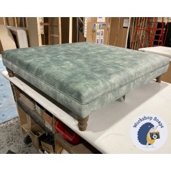 Wentwood Plain Top Footstool with Border 122 x 122cm (48 x 48") COM Loome Amore Matt Velvet Seaglass - - 5ins Turned Oak Leg 5779 Wentwood Plain Top Footstool with Border 122 x 122cm (48 x 48") COM Loome Amore Matt Velvet Seaglass - - 5ins Turned Oak Leg 5779