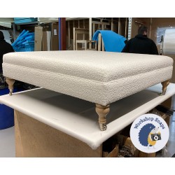 Wentwood Plain Top Footstool with Border 122 x 122cm (48 x 48") COM Osborne & Little Surf Snow - Pad Increased to 9ins - 7.5ins Oiled Oak Castor Leg 7814 Wentwood Plain Top Footstool with Border 122 x 122cm (48 x 48") COM Osborne & Little Surf Snow - Pad Increased to 9ins - 7.5ins Oiled Oak Castor Leg 7814