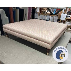 Wentwood Plain Top Footstool with Border 122 x 122cm (48 x 48") COM Sarah. K Pink Leaf - 6ins Castor Mahogany Leg 5899 Wentwood Plain Top Footstool with Border 122 x 122cm (48 x 48") COM Sarah. K Pink Leaf - 6ins Castor Mahogany Leg 5899