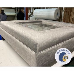 Wentwood Plain Top Footstool with Border 122 x 122cm (48 x 48") Easycare Velvet Steel - Pad Height Increase of 10cm - Customer Own Tray at 76x76cm - 5ins Tapered Mahogany Leg 9176 2 Wentwood Plain Top Footstool with Border 122 x 122cm (48 x 48") Easycare Velvet Steel - Pad Height Increase of 10cm - Customer Own Tray at 76x76cm - 5ins Tapered Mahogany Leg 9176 2