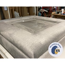 Wentwood Plain Top Footstool with Border 122 x 122cm (48 x 48") Easycare Velvet Steel - Pad Height Increase of 10cm - Customer Own Tray at 76x76cm - 5ins Tapered Mahogany Leg 9176 2 Wentwood Plain Top Footstool with Border 122 x 122cm (48 x 48") Easycare Velvet Steel - Pad Height Increase of 10cm - Customer Own Tray at 76x76cm - 5ins Tapered Mahogany Leg 9176 2