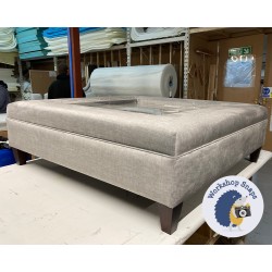 Wentwood Plain Top Footstool with Border 122 x 122cm (48 x 48") Easycare Velvet Steel - Pad Height Increase of 10cm - Customer Own Tray at 76x76cm - 5ins Tapered Mahogany Leg 9176 2 Wentwood Plain Top Footstool with Border 122 x 122cm (48 x 48") Easycare Velvet Steel - Pad Height Increase of 10cm - Customer Own Tray at 76x76cm - 5ins Tapered Mahogany Leg 9176 2