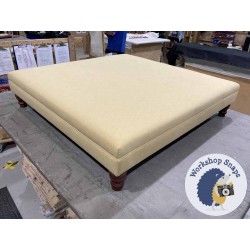 Wentwood Plain Top Footstool with Border 122 x 122cm (48 x 48") House Cotton Mustard - 5ins Turned Mahogany Leg 5782 Wentwood Plain Top Footstool with Border 122 x 122cm (48 x 48") House Cotton Mustard - 5ins Turned Mahogany Leg 5782
