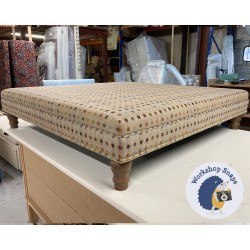 Wentwood Plain Top Footstool with Border 122 x 122cm (48 x 48") Wool Spot Natural - Double Piped Trim - 5ins Turned Oak Leg 8967 Wentwood Plain Top Footstool with Border 122 x 122cm (48 x 48") Wool Spot Natural - Double Piped Trim - 5ins Turned Oak Leg 8967