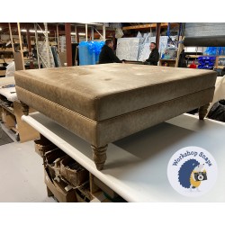 Fernworthy Shallow Buttoned Footstool with Border 122 x 122cm (48 x 48") Antique Matt Leather Walnut - Increased Pad Height 10ins - Border at 5ins - Customers Own Leg 7990 Fernworthy Shallow Buttoned Footstool with Border 122 x 122cm (48 x 48") Antique Matt Leather Walnut - Increased Pad Height 10ins - Border at 5ins - Customers Own Leg 7990