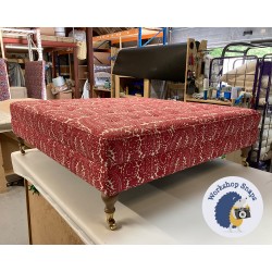 Fernworthy Shallow Buttoned Footstool with Border 122 x 122cm (48 x 48") COM Turnell & Gigon Aurelia - Additional Buttons - Pad Height Increase by 7cm - Border at 11cm - 6ins Castor Oak Leg 8633 Fernworthy Shallow Buttoned Footstool with Border 122 x 122cm (48 x 48") COM Turnell & Gigon Aurelia - Additional Buttons - Pad Height Increase by 7cm - Border at 11cm - 6ins Castor Oak Leg 8633