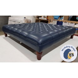 Glenmore Deep Buttoned Footstool with Border 122 x 122cm (48 x 48") Customers Own Material - 5ins Turned Mahogany Legs 4243